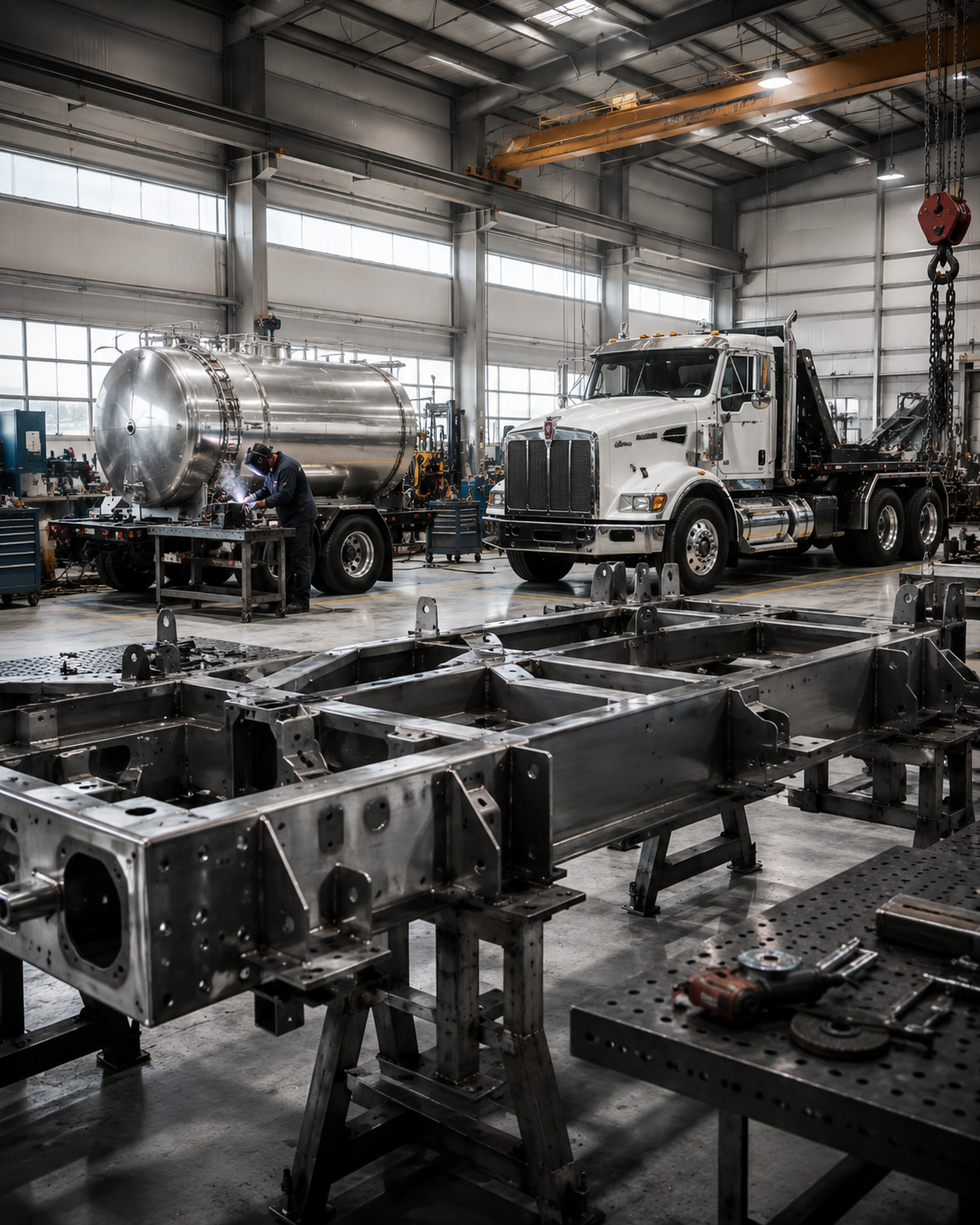 Taller industrial FullTruck con fabricación de estanques y equipamiento para camiones